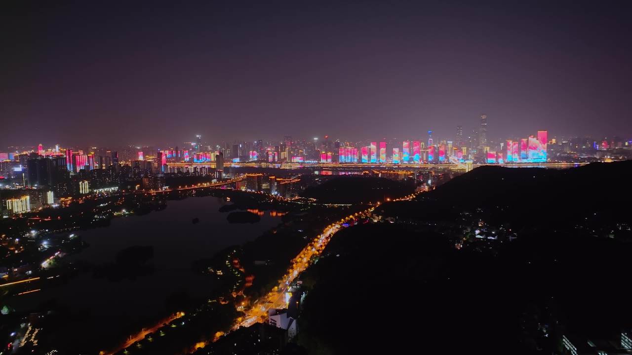 湖南长沙城市夜景湘江风光带航拍 1