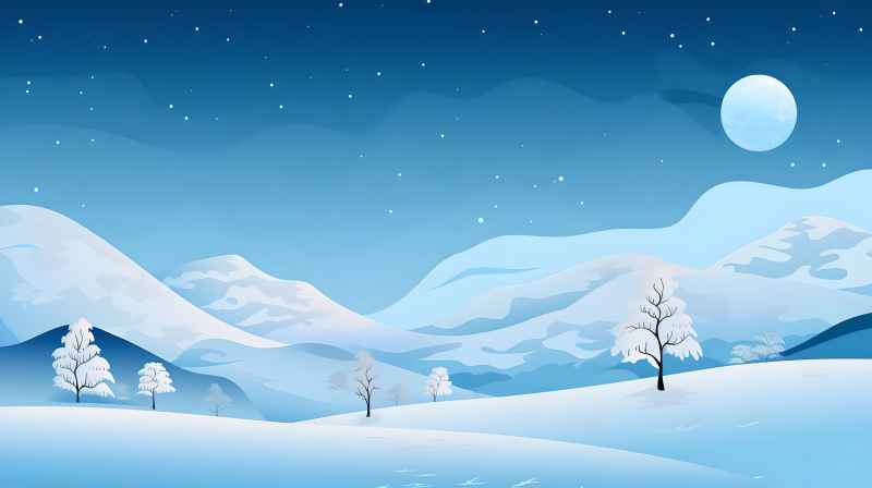 冬季唯美雪景创业插画 79