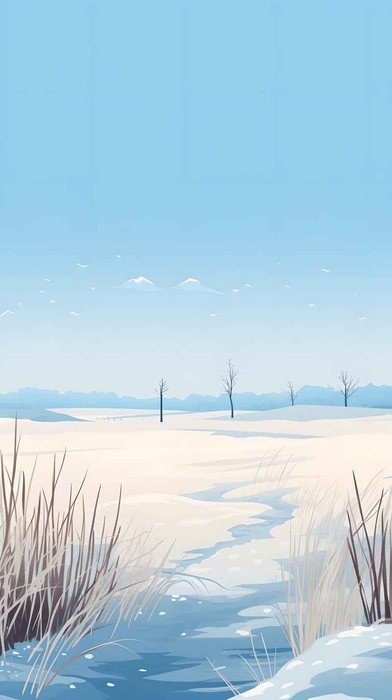 冬季唯美创意背景插画图 15