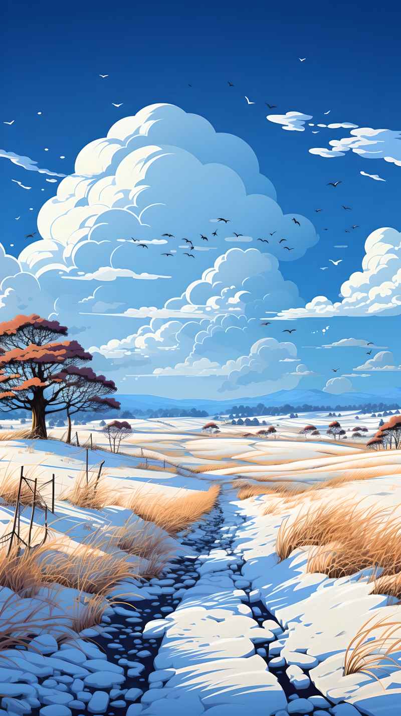 冬季唯美创意背景插画图 33