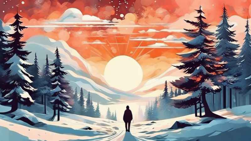 冬季背景图插画雪山雪景 44