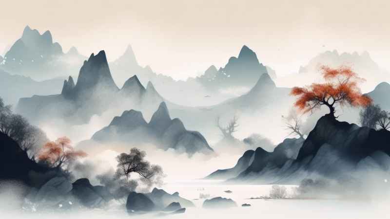 国潮山水插画风景图 51