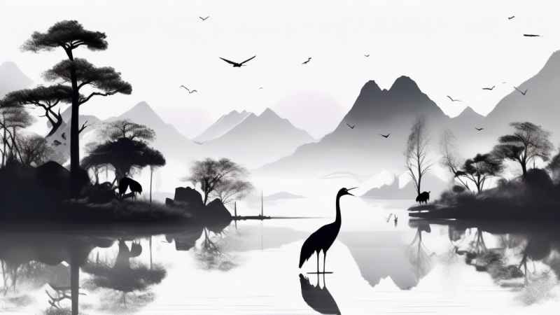 国风鹤山水风景插画 55