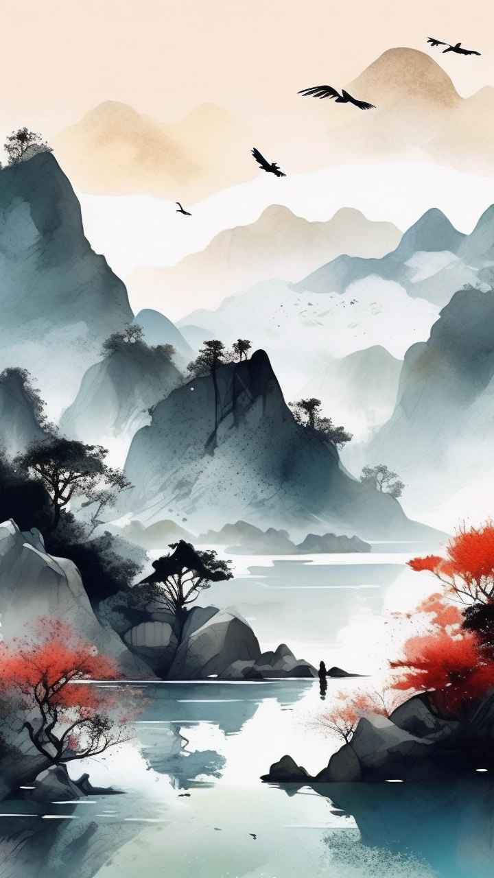 国风山水画背景插画 20