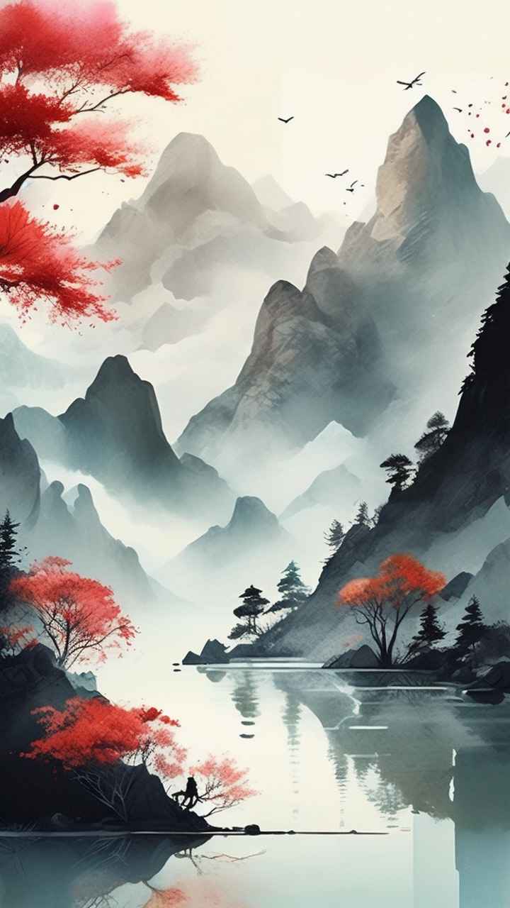 国风山水画背景插画 55