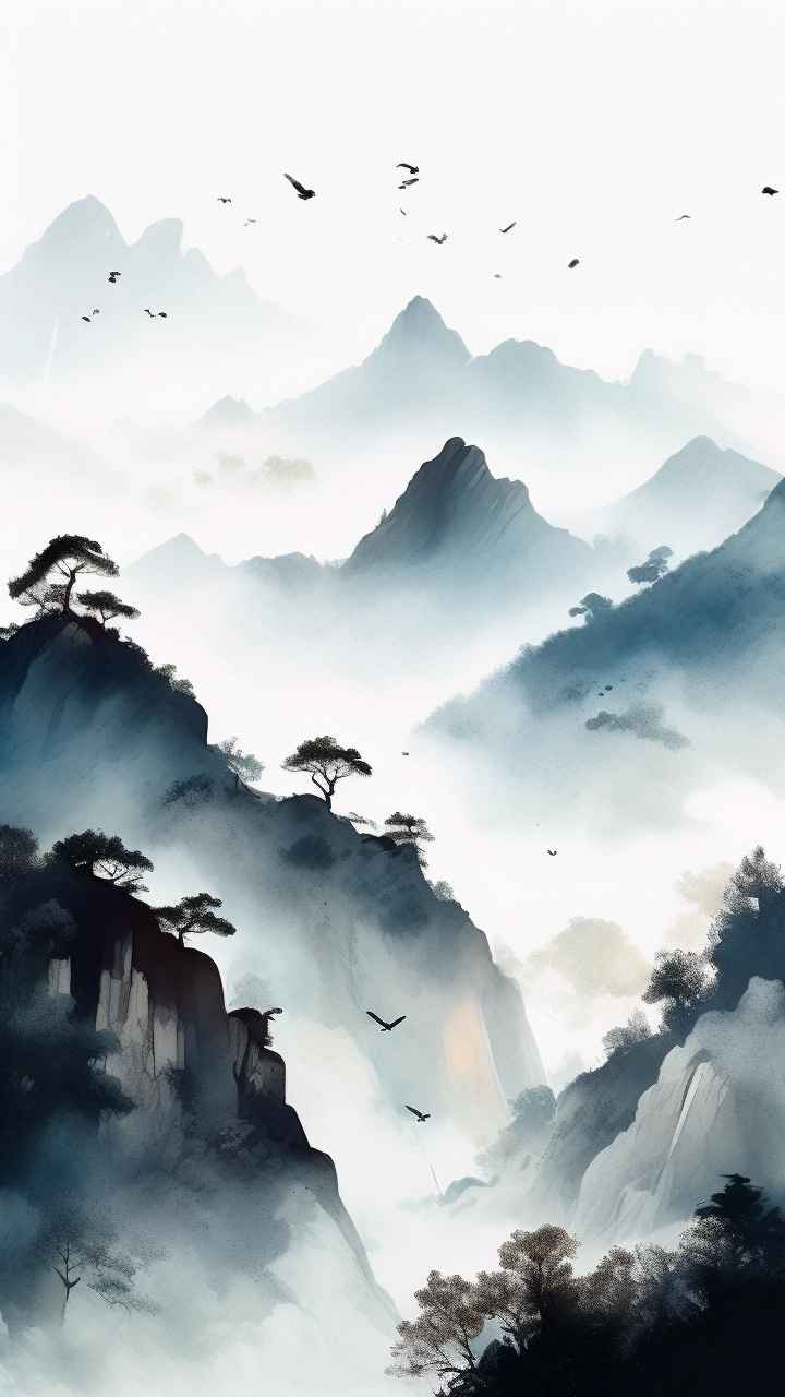 国风山水画背景插画 84