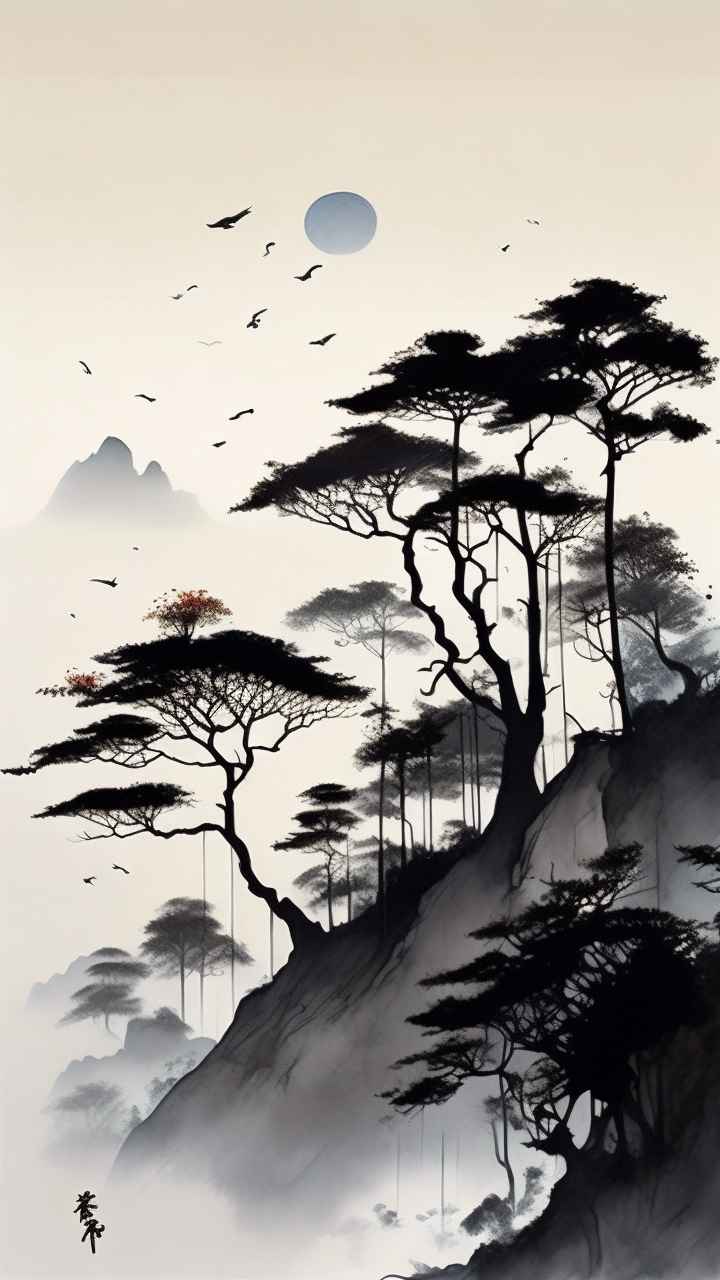 古风山水画唯美背景图 52