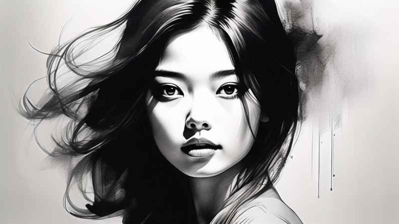 黑白美女艺术背景 2