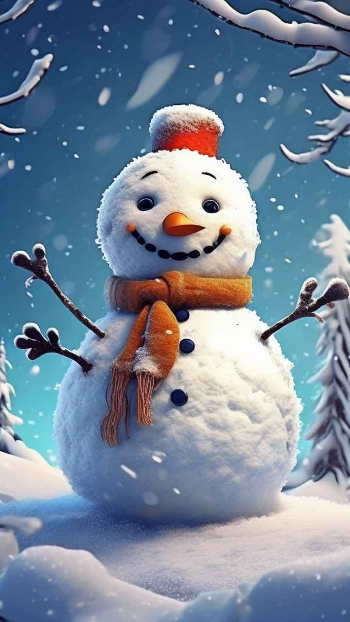 冬季插画雪人堆 92