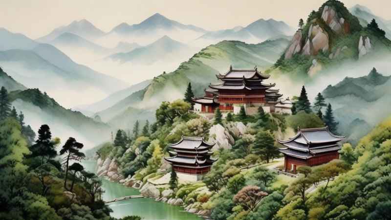 青山绿色村庄插画 28