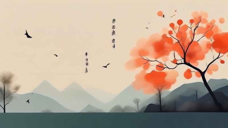 极简主义元素花朵和树枝插画