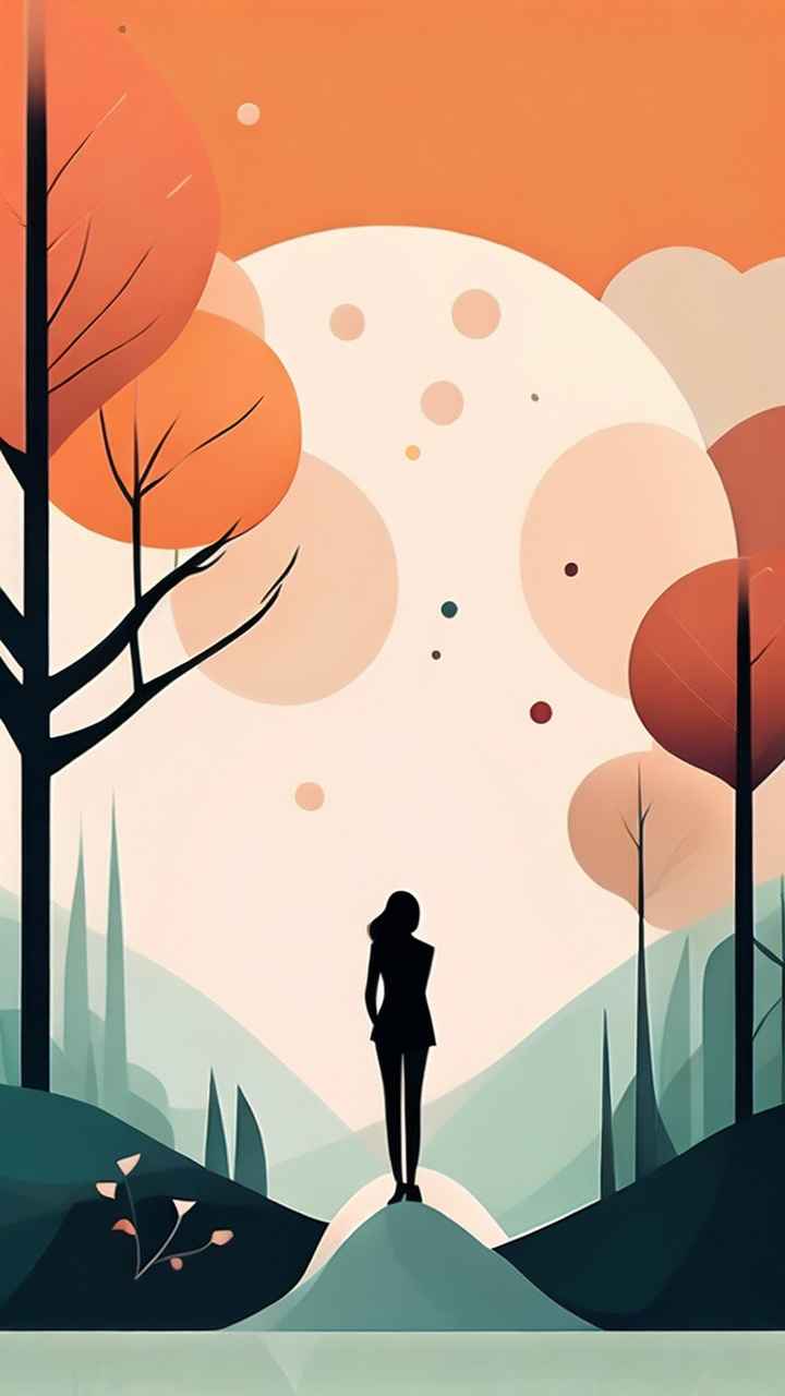 极简主义元素花朵和树枝插画