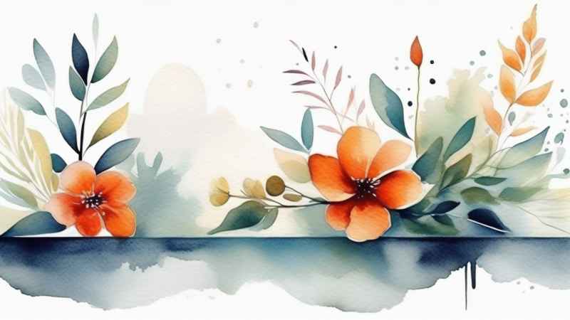 极简主义元素花朵和树枝插画