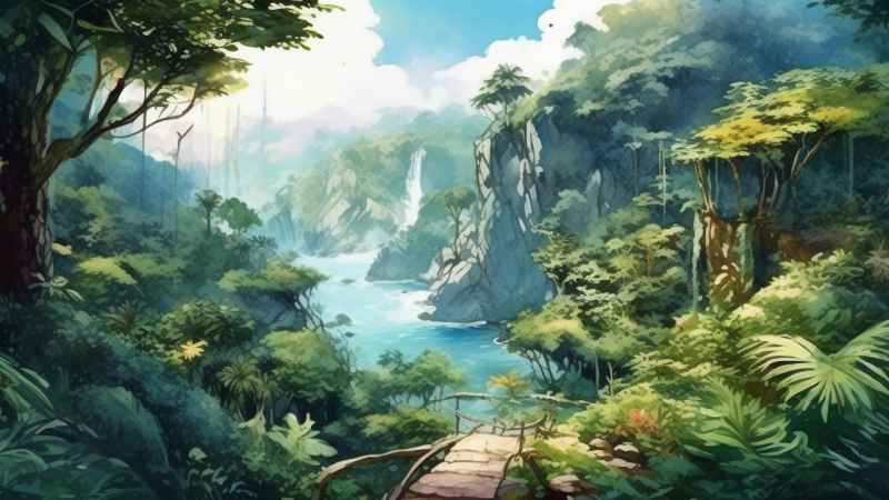 俯瞰热带雨林概念插画 18