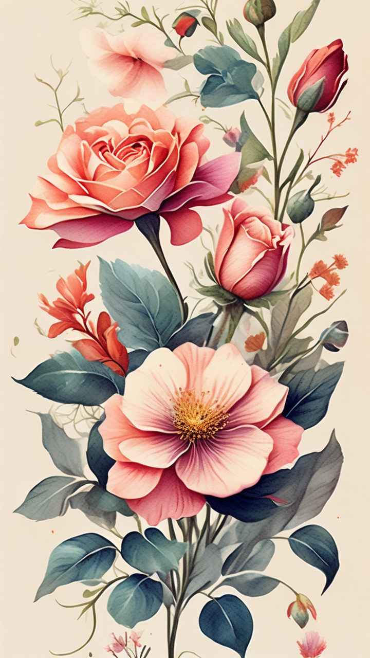 鲜花手绘精致优雅插画 3