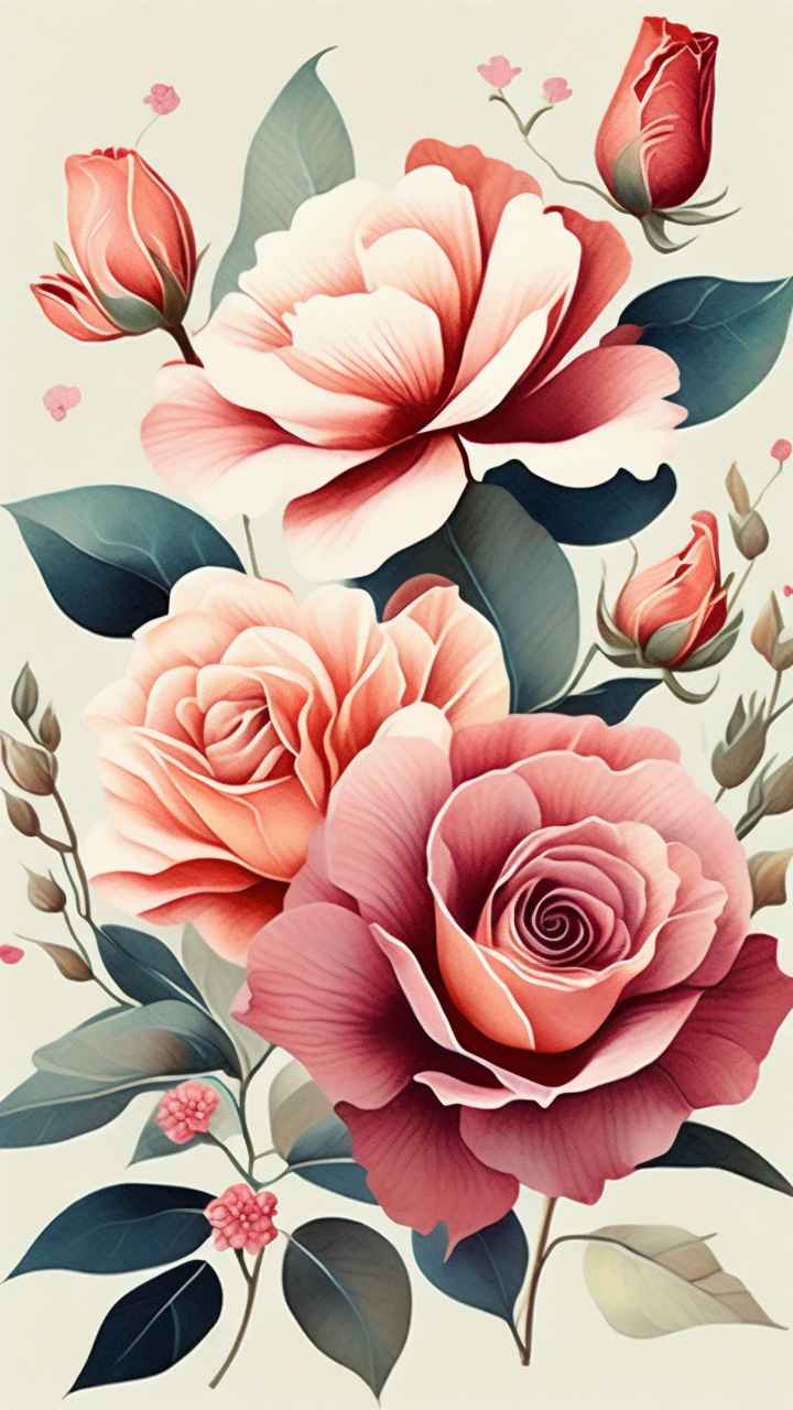 鲜花手绘精致优雅插画 4
