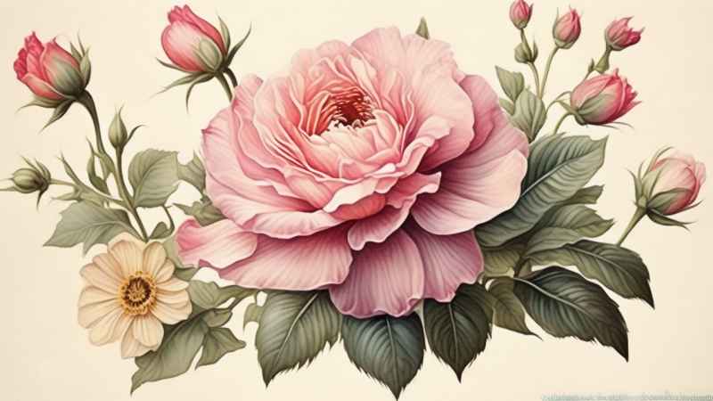 鲜花手绘精致优雅插画 12