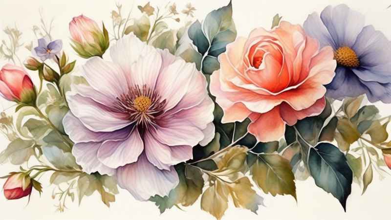 鲜花手绘精致优雅插画 20