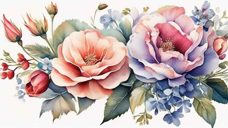 鲜花手绘精致优雅插画 17