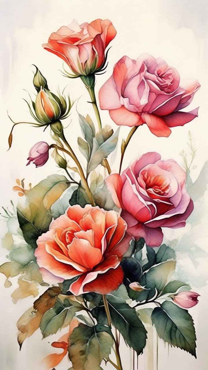 鲜花手绘精致优雅插画 27