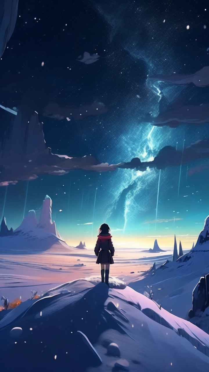 仙境广角冬日沙漠插画雪景 4