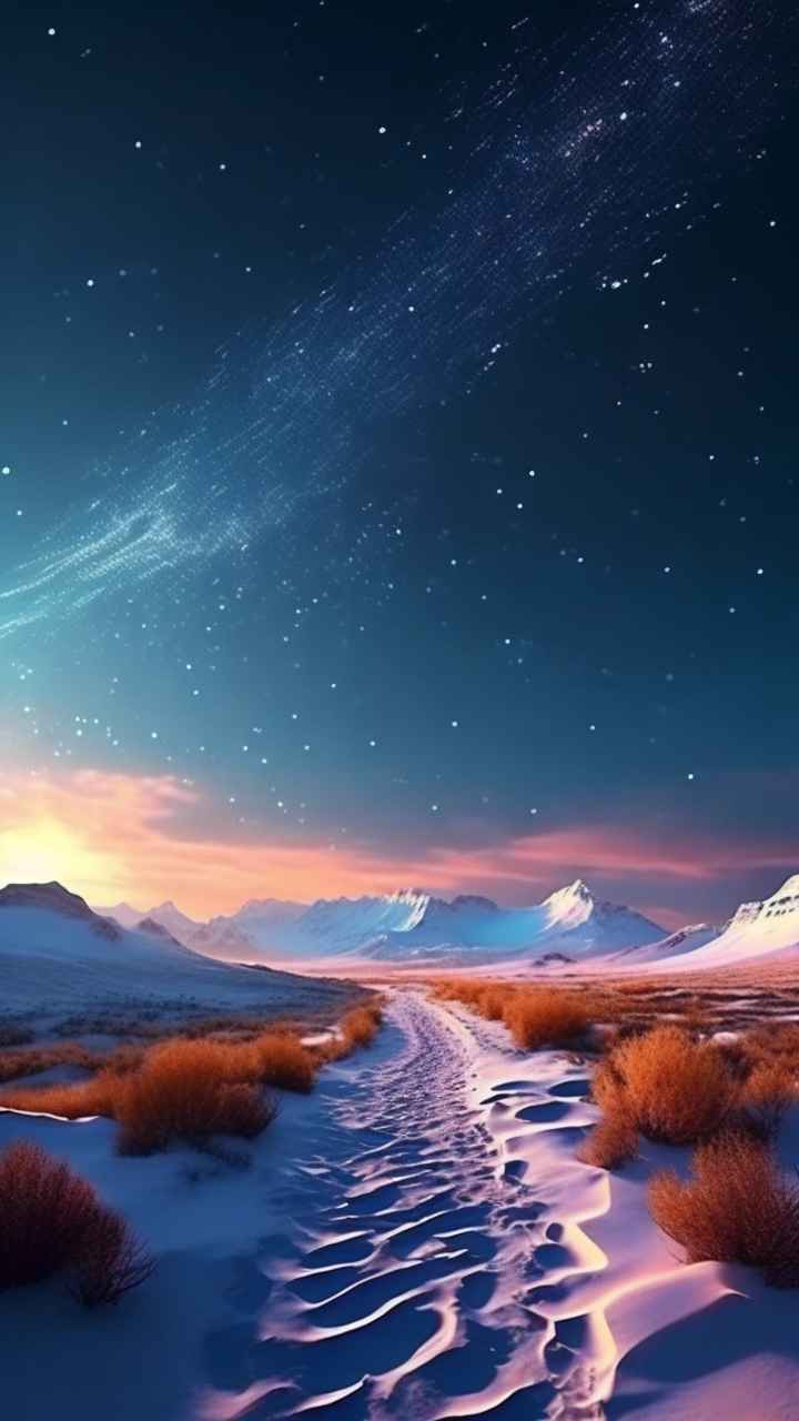 仙境广角冬日沙漠插画雪景 33