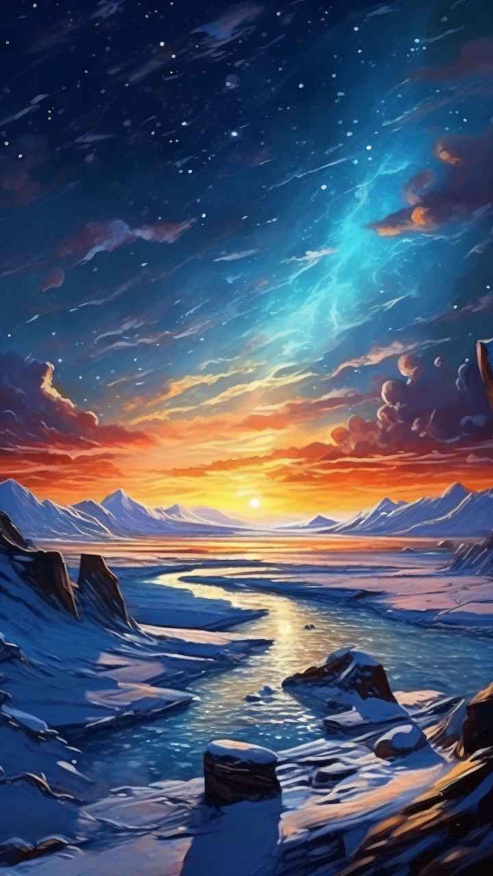 仙境广角冬日沙漠插画雪景 37
