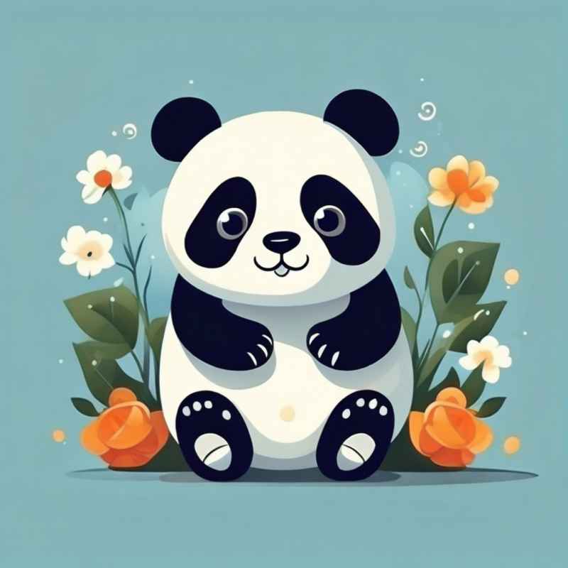可爱熊猫插画简约风格 35