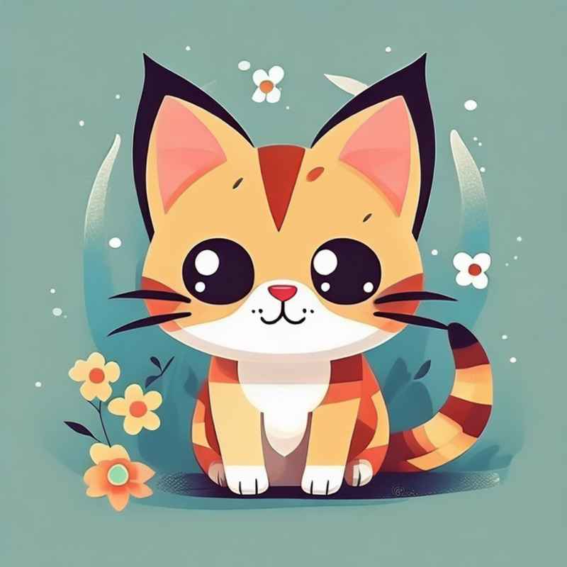 小花猫唯美插画 44