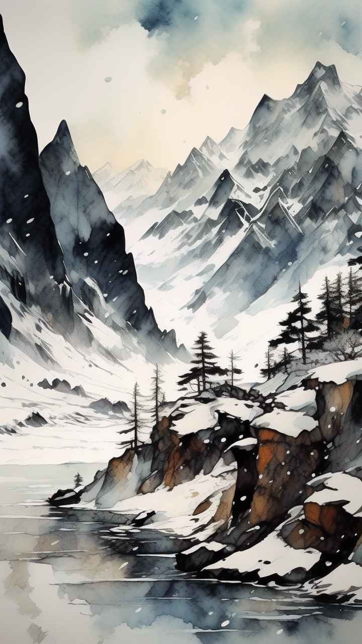 雪山高原冰川插画 8