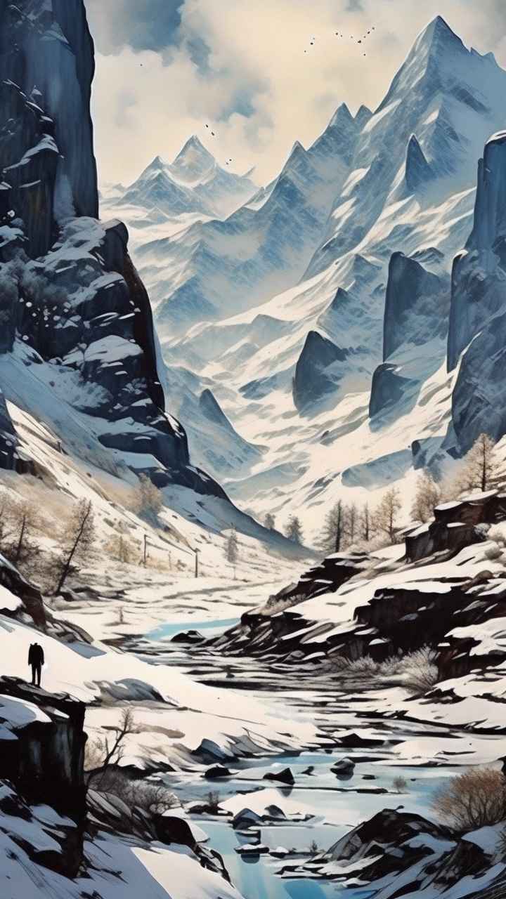 雪山高原冰川插画 4