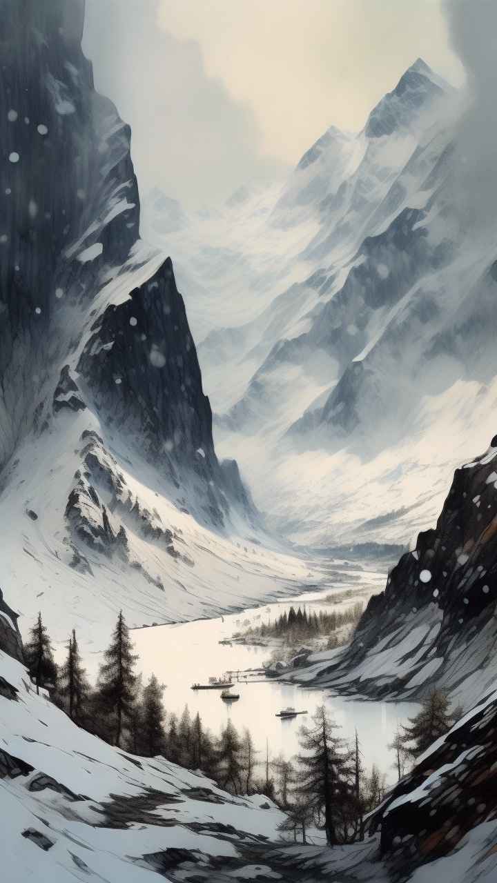 雪山高原冰川插画 36