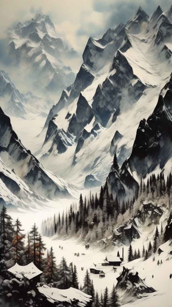 雪山高原冰川插画 52