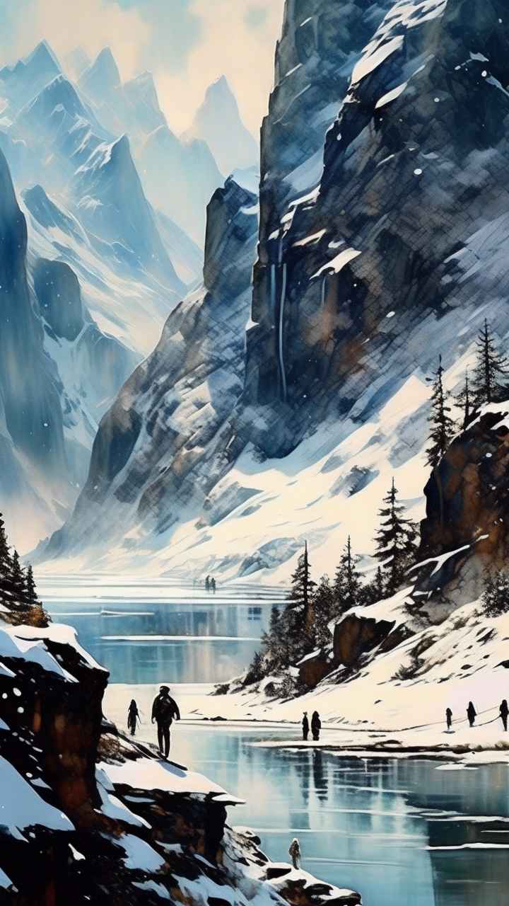 雪山高原冰川插画 61