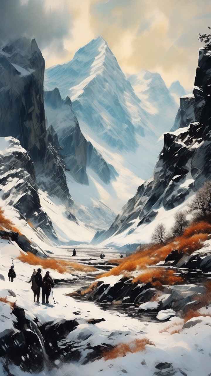 雪山高原冰川插画 65