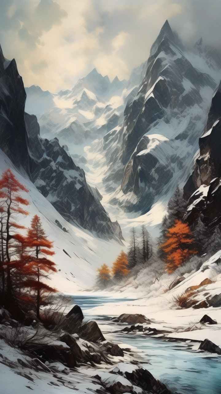 雪山高原冰川插画 69