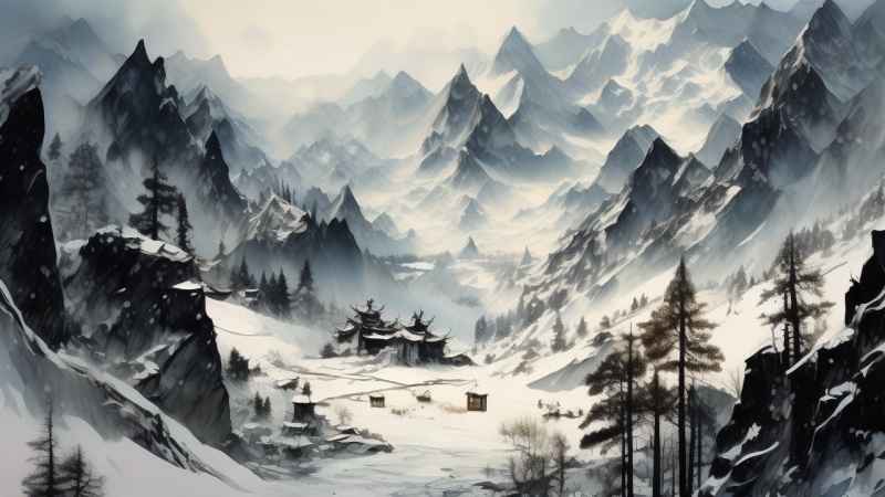 雪山高原冰川插画 76
