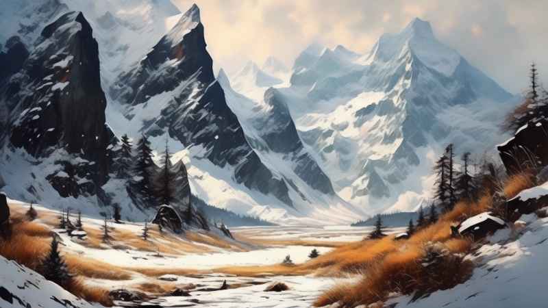 雪山高原冰川插画 80