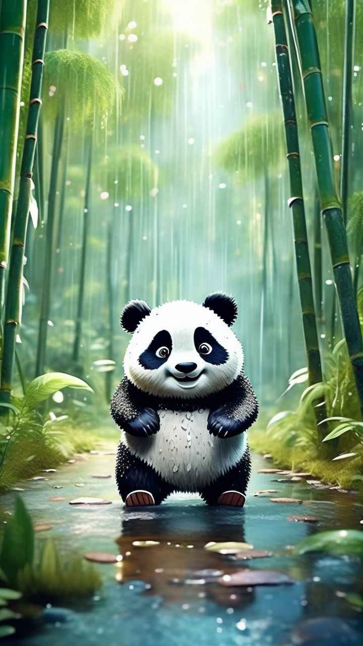 竹林背景雨林熊猫 48