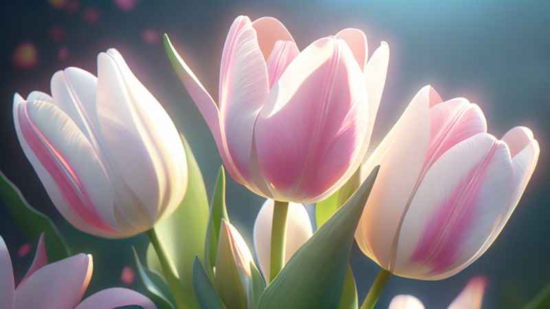 一个白色郁金香花束正在开放插画 29