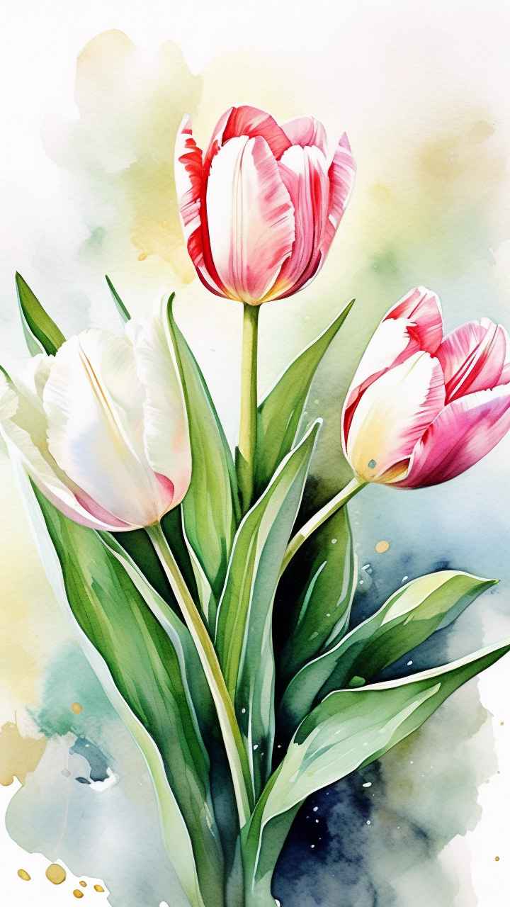 一个白色郁金香花束正在开放插画 75