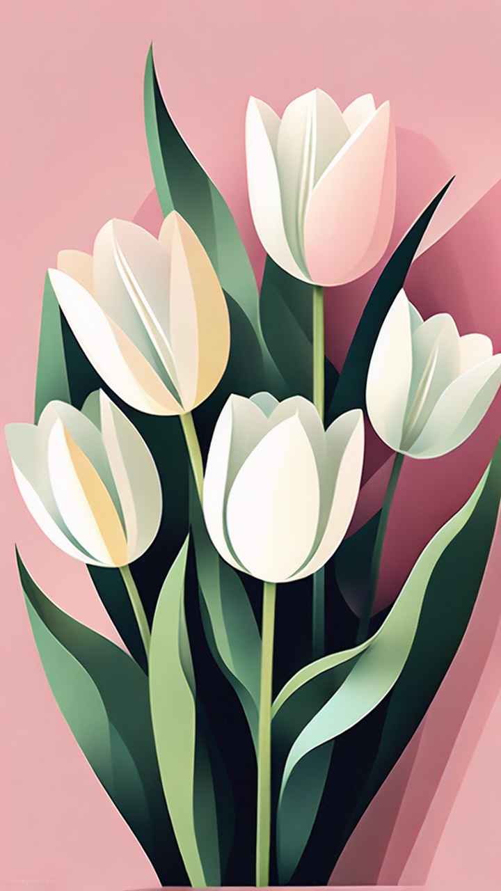 一个白色郁金香花束正在开放插画 88