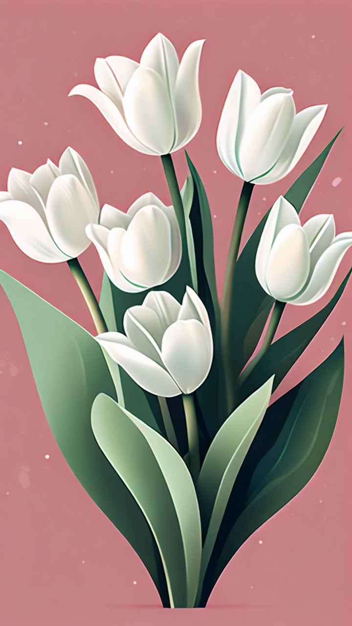 一个白色郁金香花束正在开放插画 92