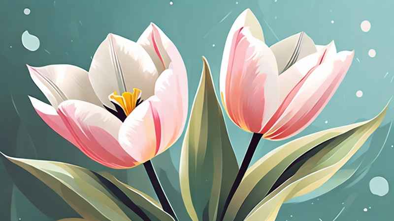 一个白色郁金香花束正在开放插画 105