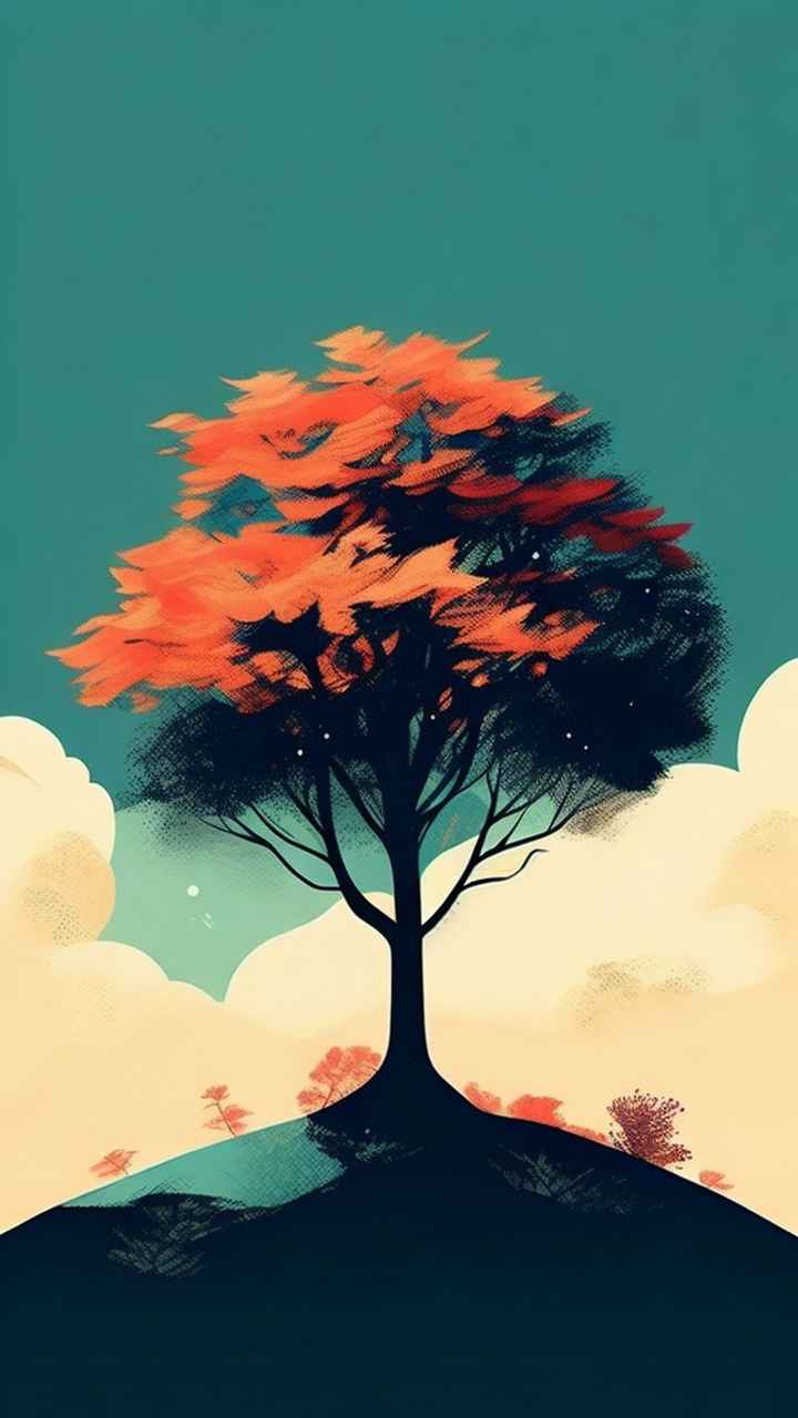 一幅画画着树极简主义 4