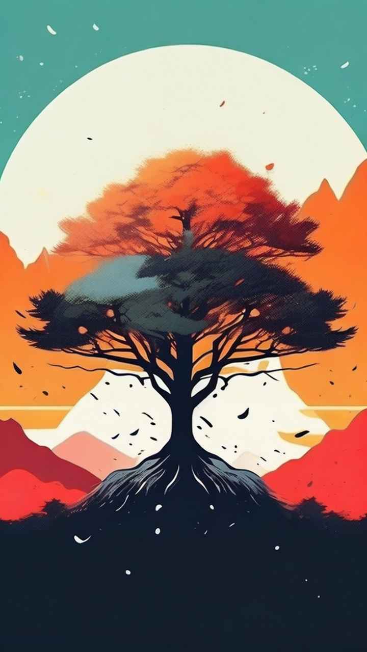 一幅画画着树极简主义 60