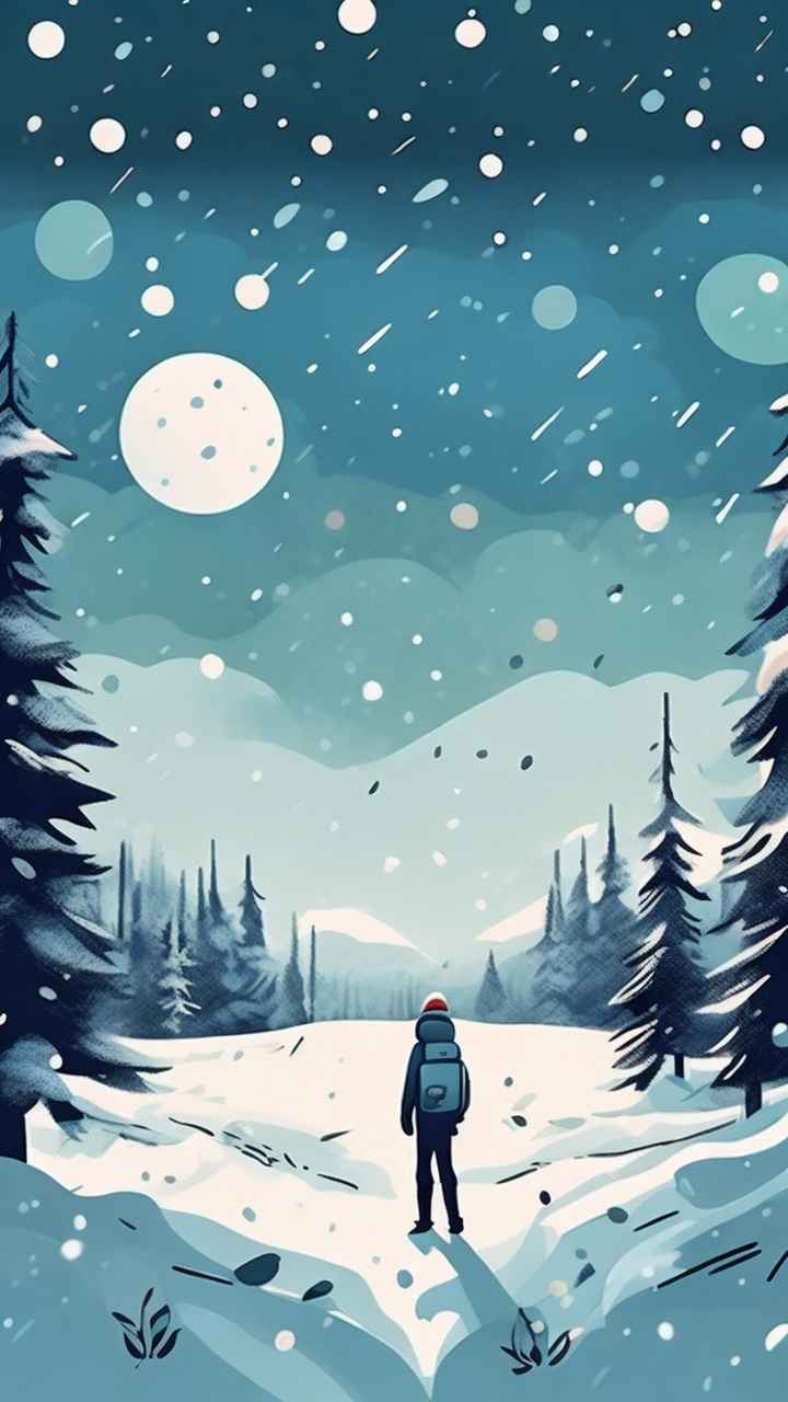 圣诞节下雪插画简约风格 21