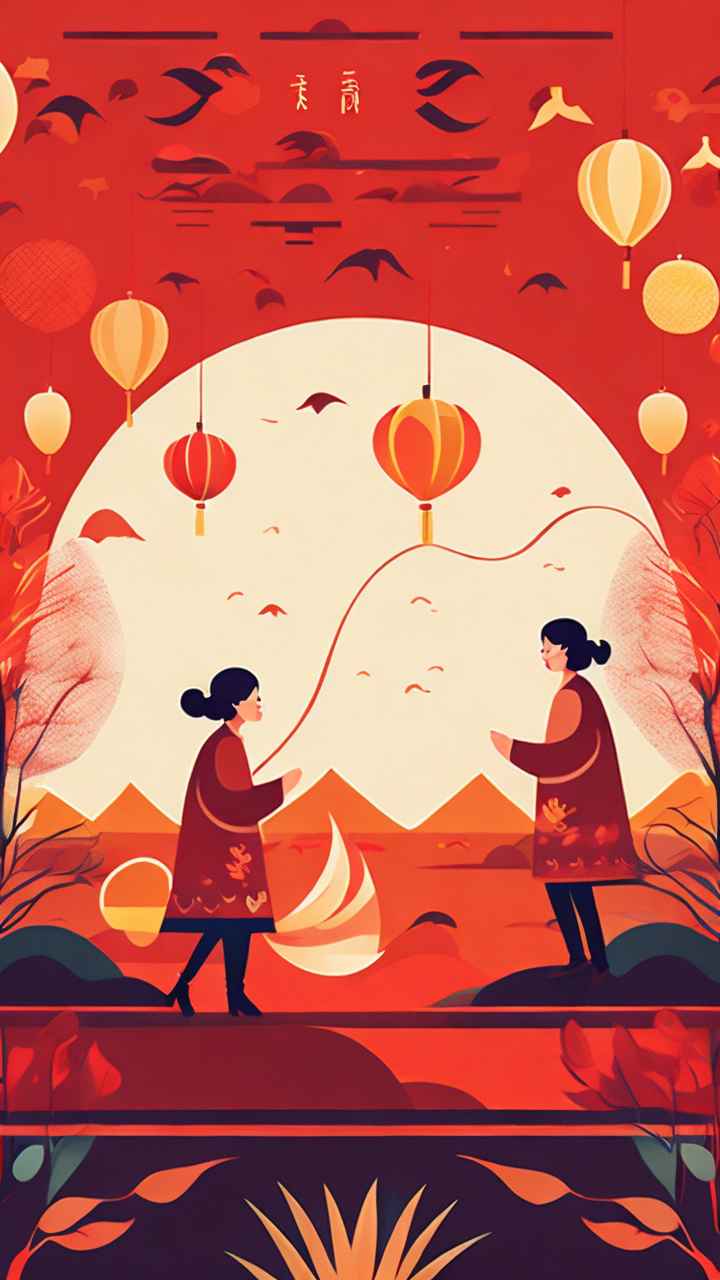 过年春节扭秧歌简约背景图 12