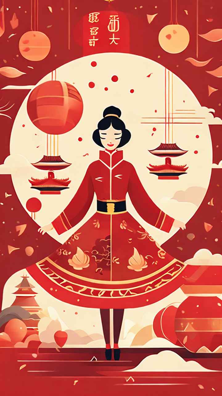 过年春节扭秧歌简约背景图 20