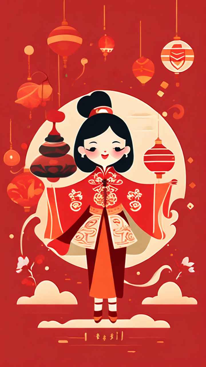 过年春节扭秧歌简约背景图 19
